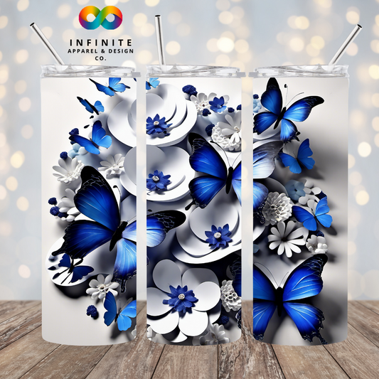 3D Blue Butterfly Tumbler