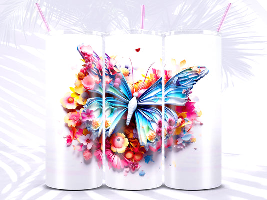 3D Colorful Butterfly Tumbler