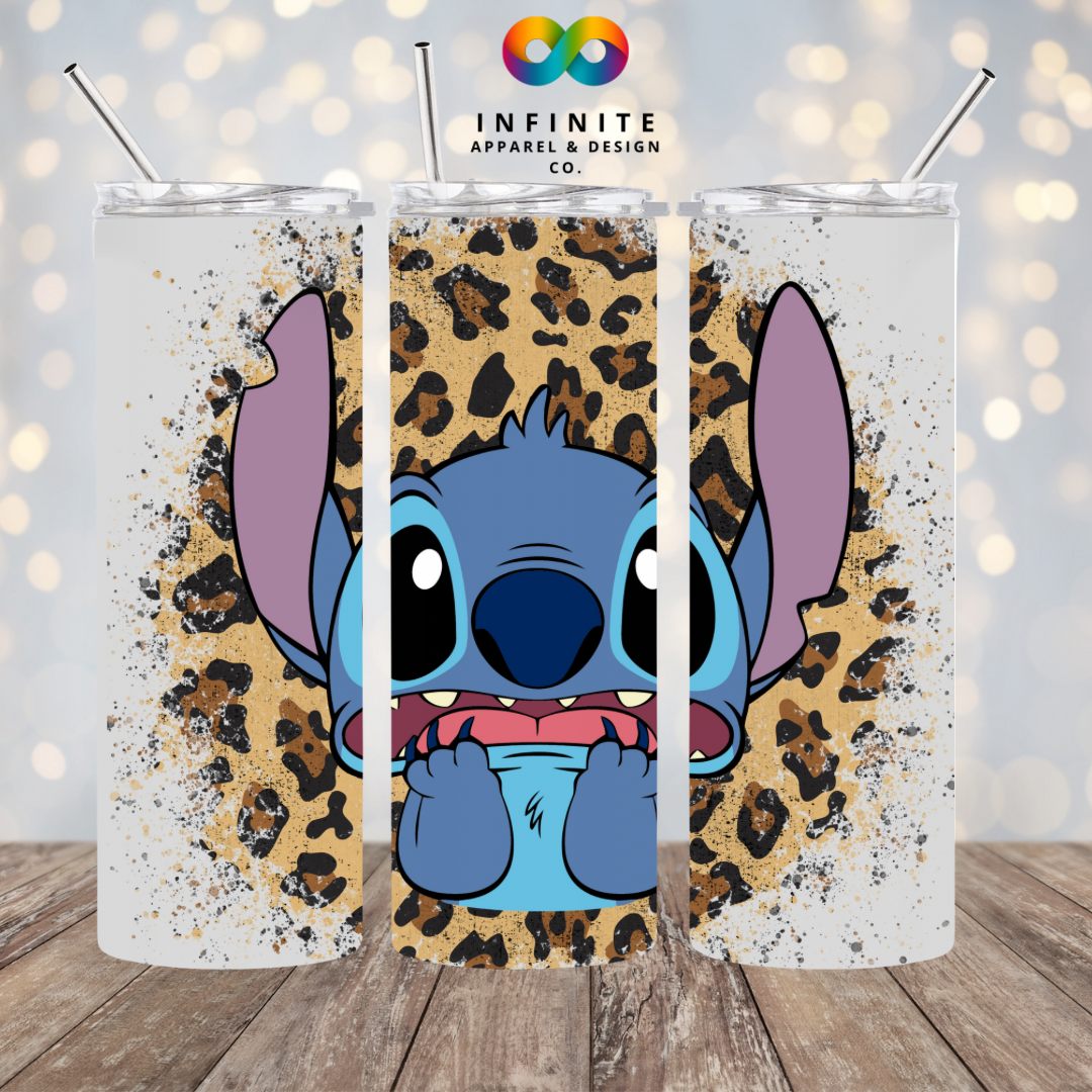 Blue Alien Leopard Print Tumbler