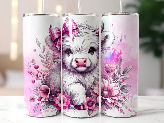 Pink Bow Cow Tumbler