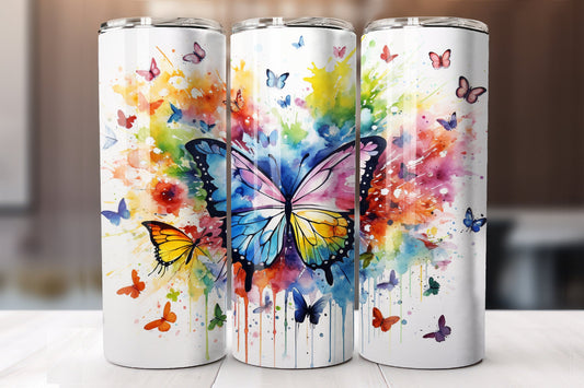 Rainbow Butterfly Tumbler