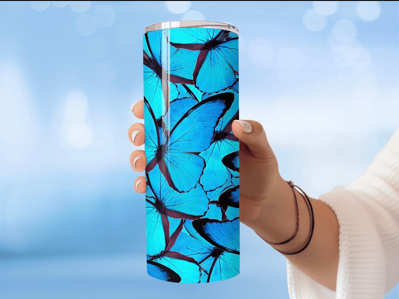 Bright Blue Butterflies Tumbler