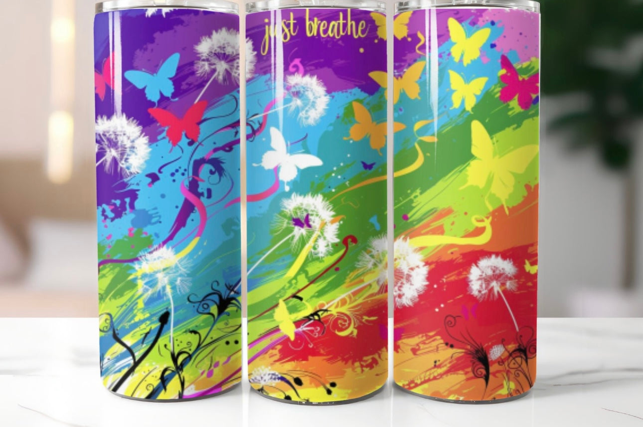 Tye Dye Just Breathe Tumbler