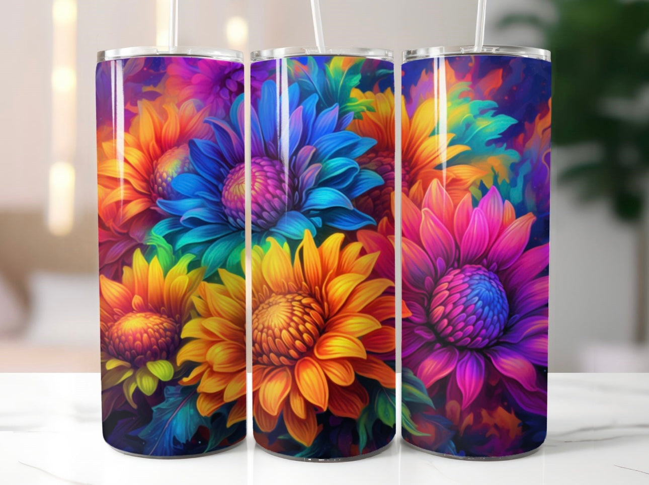 Neon Flowers Tumbler