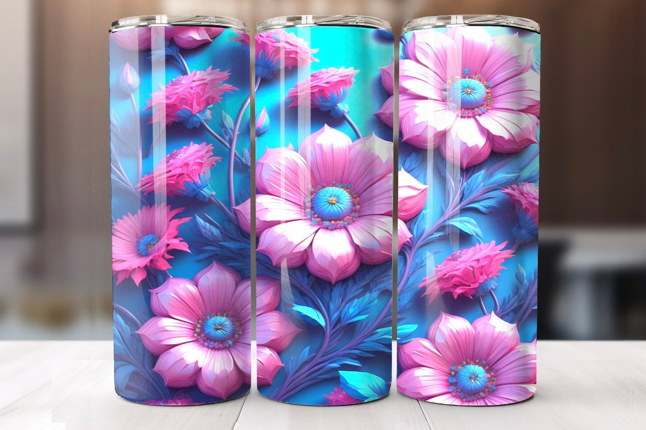 Pink Flowers Tumbler