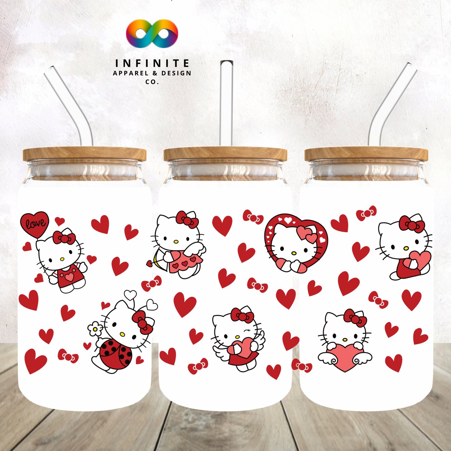 Kitty Valentine Glass Can Cup