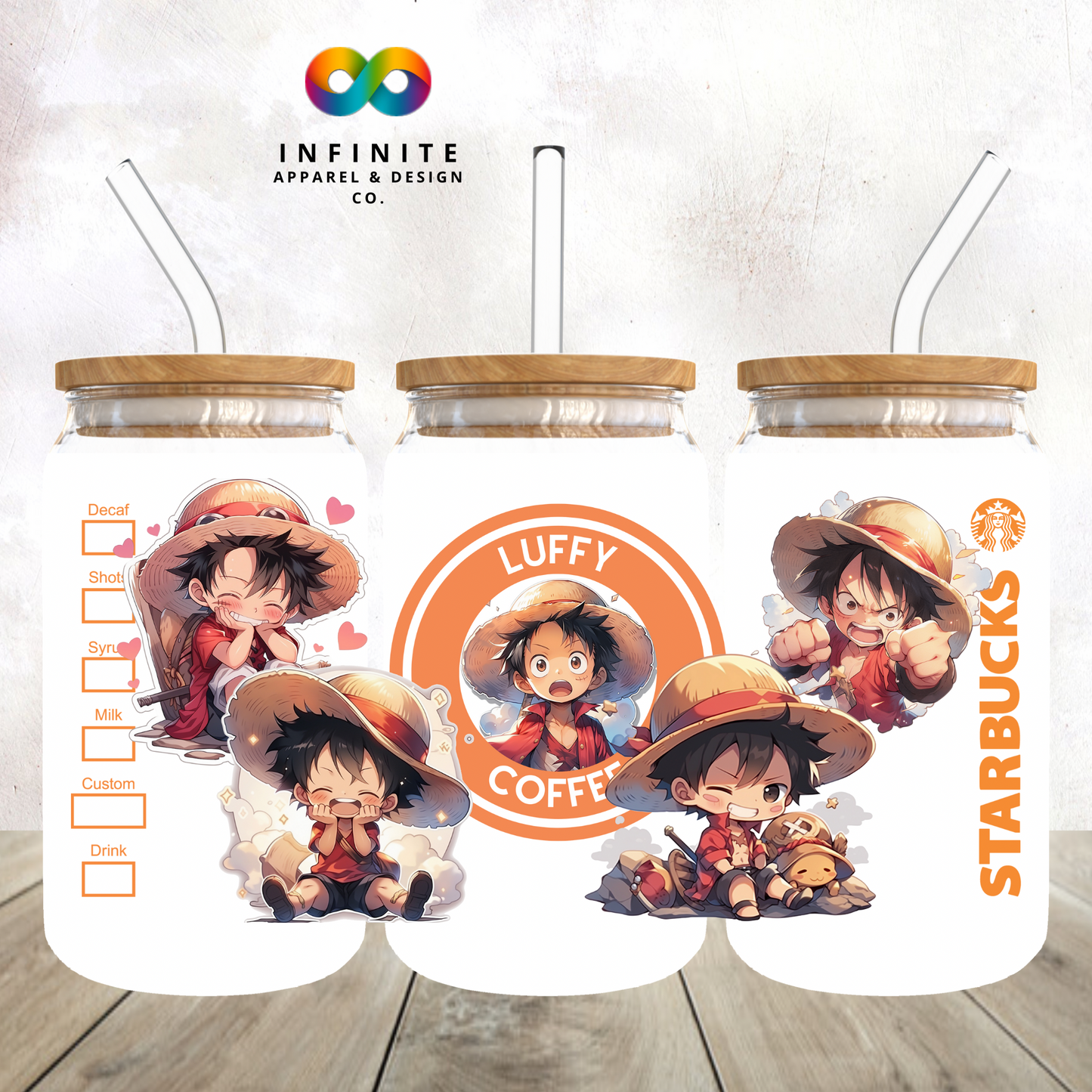 Luffy Starbies Glass Can Cup