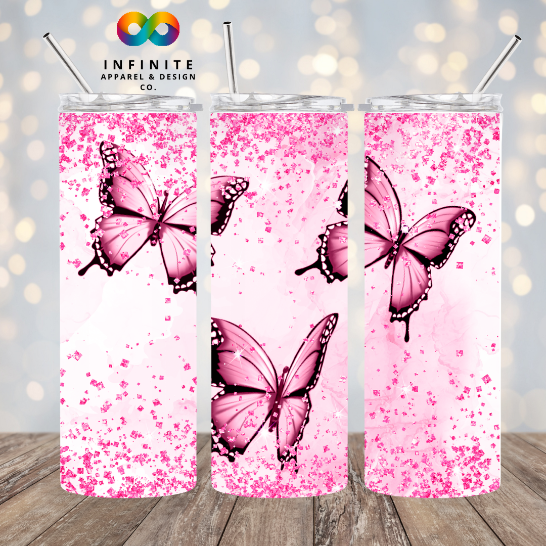 Pink Butterfly Tumbler