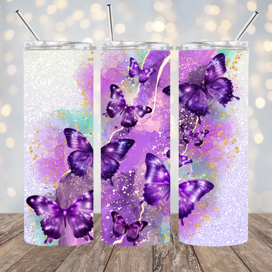 Purple Butterflies Tumbler