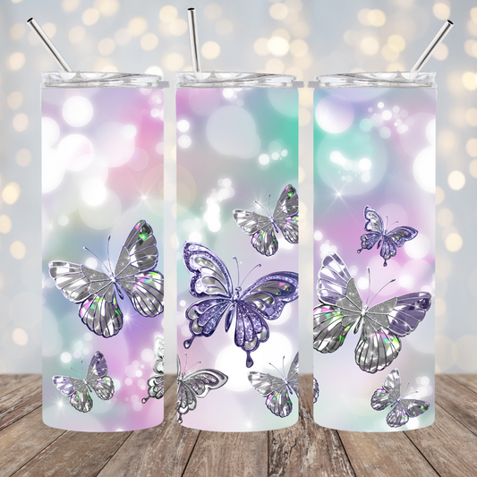 Silver Butterflies Tumbler