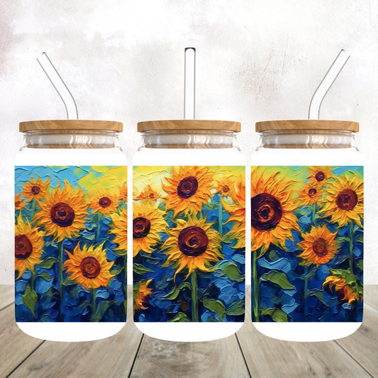 Wild sunflowers Glass Can Cup